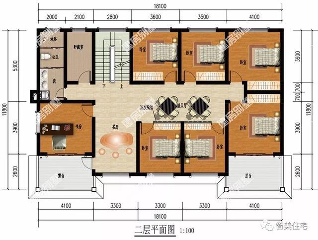 農(nóng)村大四間帶堂屋設(shè)計(jì)的兩層住宅戶型方案圖，實(shí)用