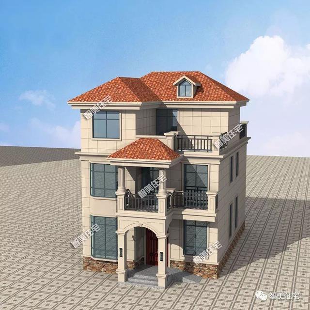 一棟小面寬的三層簡(jiǎn)約住房戶(hù)型圖，面寬僅8.5米