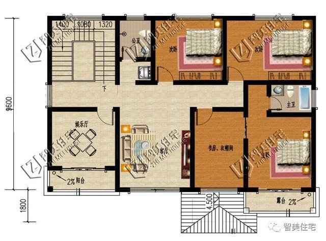 2棟四間兩層實(shí)用簡(jiǎn)約的住房戶(hù)型設(shè)計(jì)圖，農(nóng)村建正合適