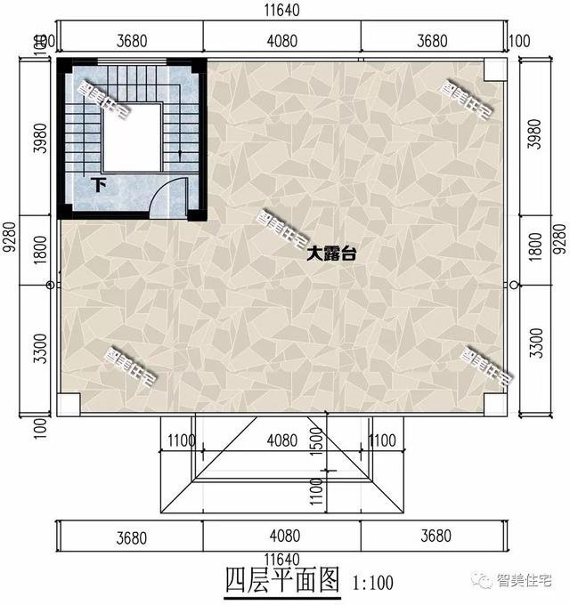 11.6×9.2米農(nóng)村自建房戶型圖，平屋頂加大露臺(tái)設(shè)計(jì)