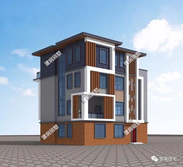 2棟外觀時(shí)尚的現(xiàn)代風(fēng)別墅戶型圖，平屋頂設(shè)計(jì)，一棟2層，一棟4層