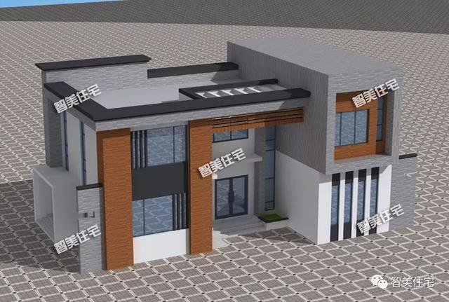 2棟外觀時(shí)尚的現(xiàn)代風(fēng)別墅戶型圖，平屋頂設(shè)計(jì)，一棟2層，一棟4層