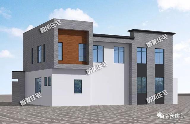 2棟外觀時(shí)尚的現(xiàn)代風(fēng)別墅戶型圖，平屋頂設(shè)計(jì)，一棟2層，一棟4層