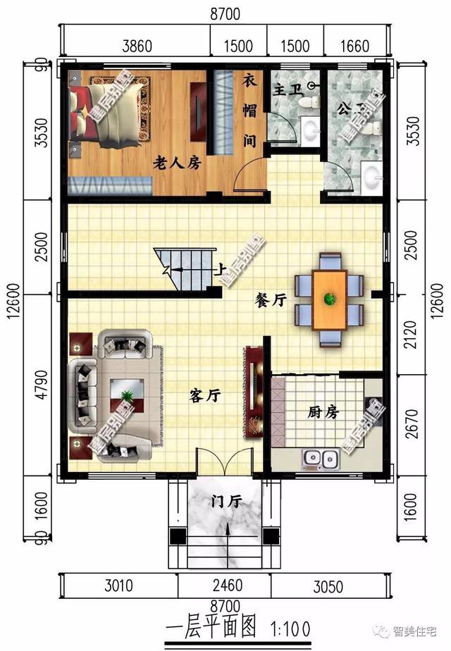 兩棟寬8米多的農(nóng)村自建房戶型圖，小戶型也有好格局