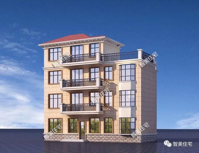 旋轉(zhuǎn)樓梯配中空客廳4層自建樓房設(shè)計(jì)圖，實(shí)用，大氣