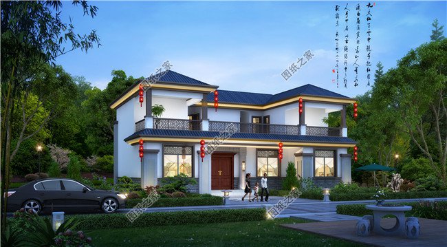 農(nóng)村新款二層中式別墅設(shè)計(jì)圖效果圖，帶堂屋設(shè)計(jì)