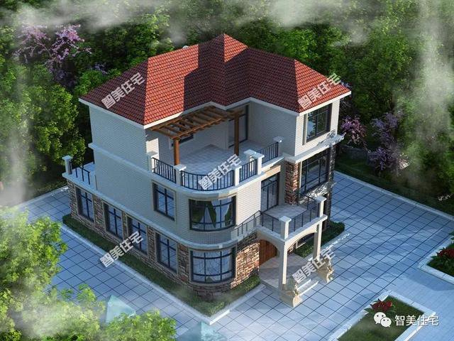 2棟城堡式豪宅別墅設(shè)計(jì)圖，客廳挑空復(fù)式設(shè)計(jì)