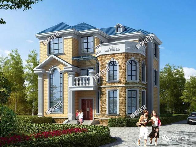 2棟城堡式豪宅別墅設(shè)計(jì)圖，客廳挑空復(fù)式設(shè)計(jì)