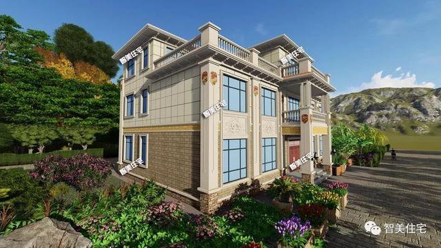 20×12米農(nóng)村別墅戶型設(shè)計圖，造型豪華對稱設(shè)計