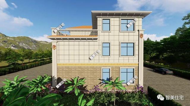 20×12米農(nóng)村別墅戶型設(shè)計圖，造型豪華對稱設(shè)計