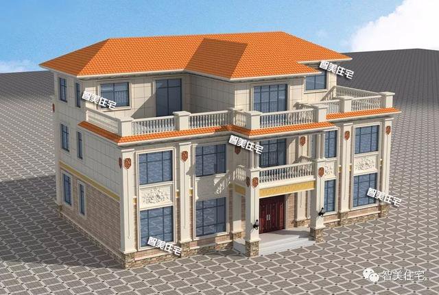 20×12米農(nóng)村別墅戶型設(shè)計圖，造型豪華對稱設(shè)計