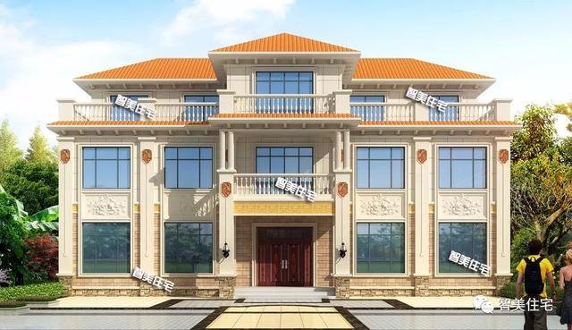 20×12米農(nóng)村別墅戶型設(shè)計圖，造型豪華對稱設(shè)計