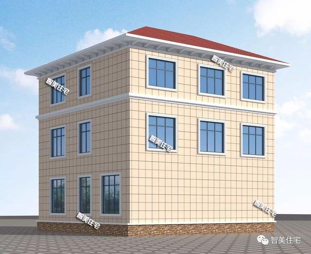 造價38萬配大落地窗簡歐三層樓房戶型方案圖，農(nóng)村自建超值