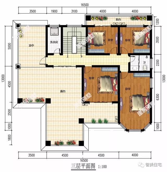 帶車庫4間民宅戶型設計方案圖，一個二層，一個三層圖紙