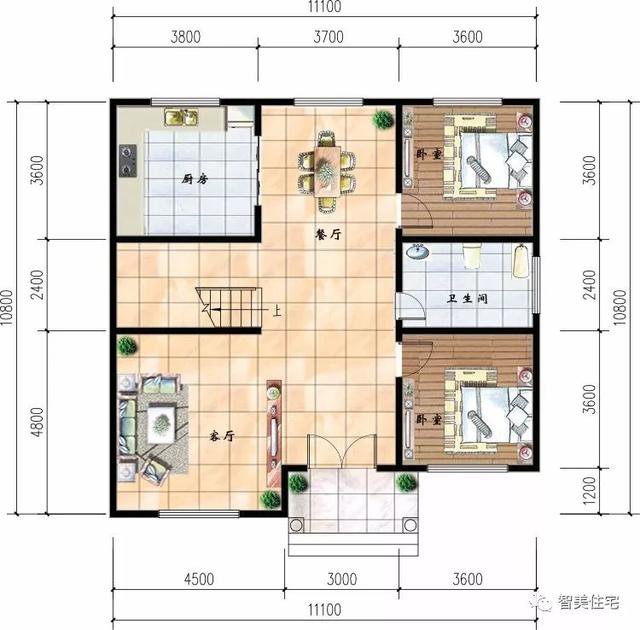 2棟寬11米的農(nóng)村自建小洋樓戶型方案圖，精致造價23萬起