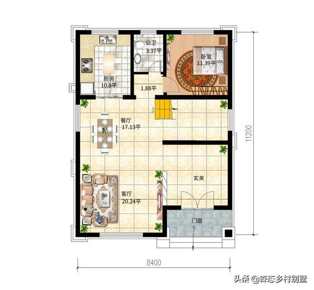 占地100平三層簡歐小戶型別墅戶型圖，小宅基地建房也可以很氣派