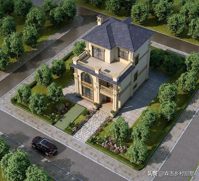 占地100平三層簡歐小戶型別墅戶型圖，小宅基地建房也可以很氣派