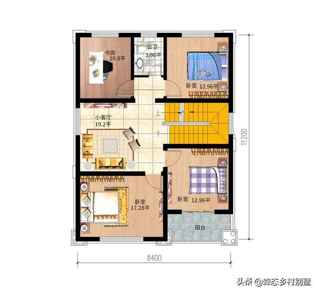 占地100平三層簡歐小戶型別墅戶型圖，小宅基地建房也可以很氣派