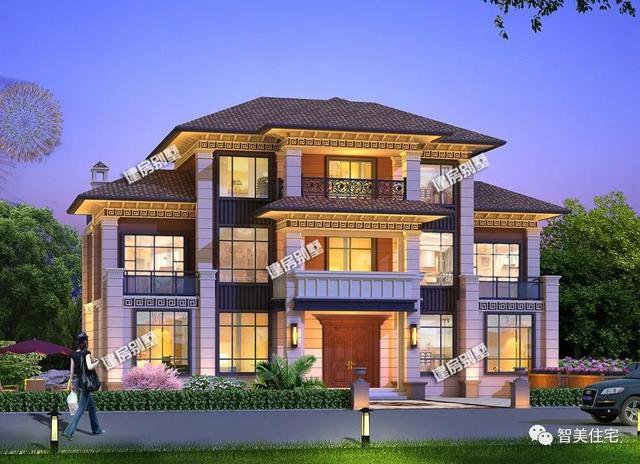 氣勢(shì)磅礴的二層半歐式豪宅戶型圖，占地200平以下