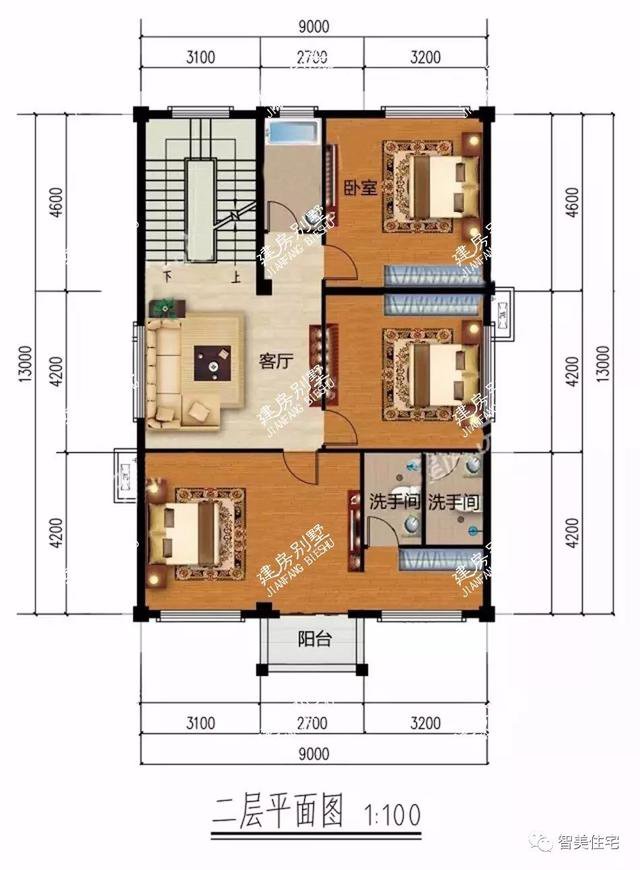 面寬8-9米的農(nóng)村四層自建樓房戶型方案圖，小宅基地首選