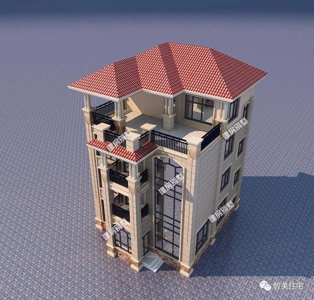 面寬8-9米的農(nóng)村四層自建樓房戶型方案圖，小宅基地首選