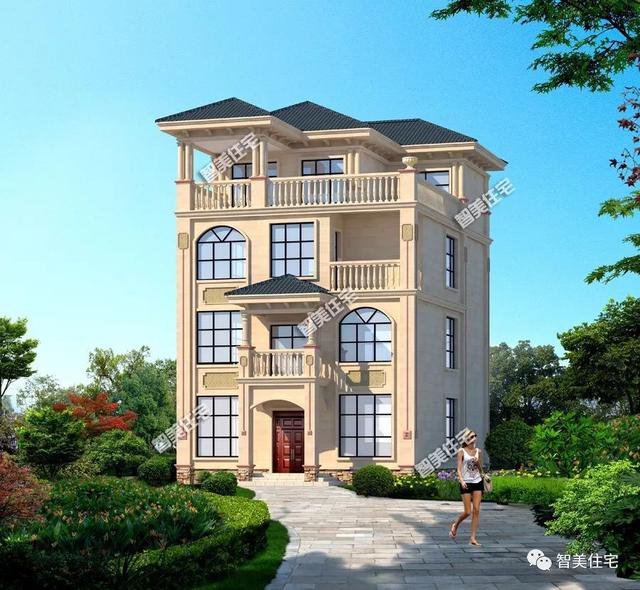 面寬8-9米的農(nóng)村四層自建樓房戶型方案圖，小宅基地首選