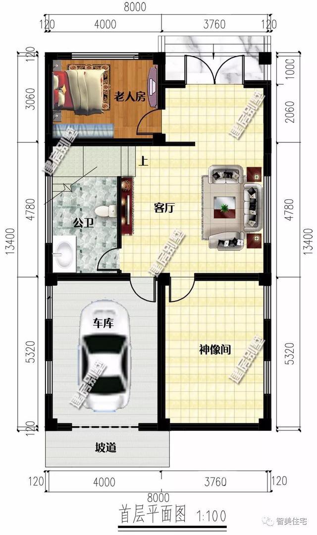 面寬8-9米的農(nóng)村四層自建樓房戶型方案圖，小宅基地首選