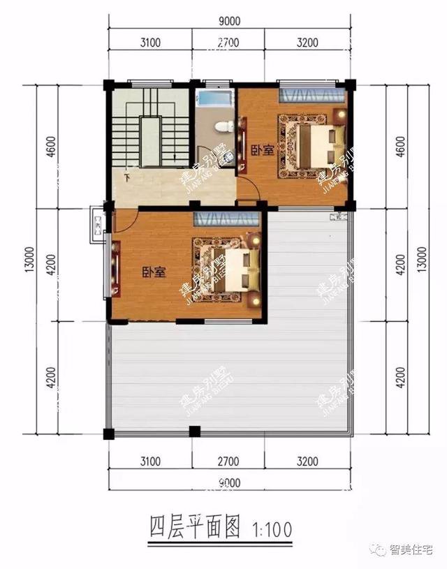 面寬8-9米的農(nóng)村四層自建樓房戶型方案圖，小宅基地首選