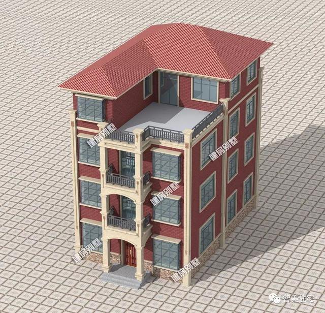 面寬8-9米的農(nóng)村四層自建樓房戶型方案圖，小宅基地首選