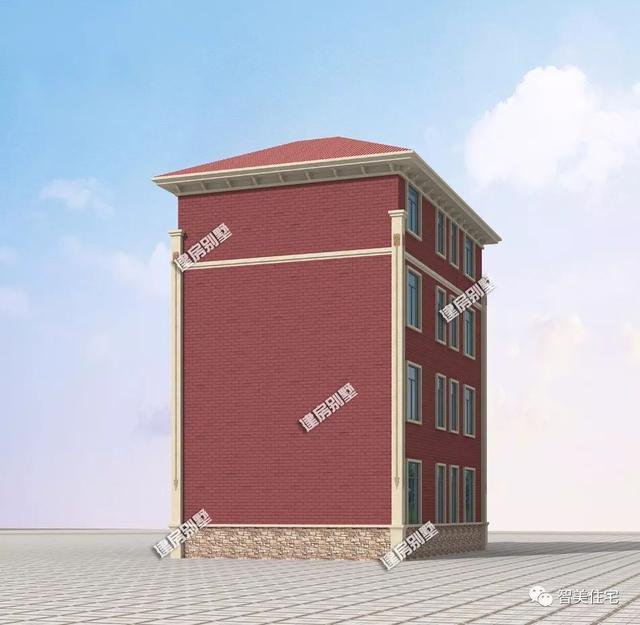 面寬8-9米的農(nóng)村四層自建樓房戶型方案圖，小宅基地首選