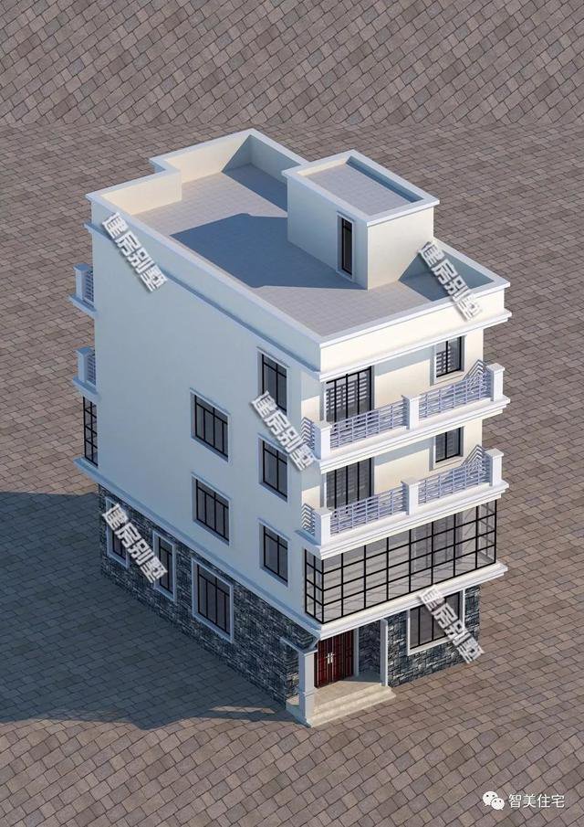 面寬8-9米的農(nóng)村四層自建樓房戶型方案圖，小宅基地首選