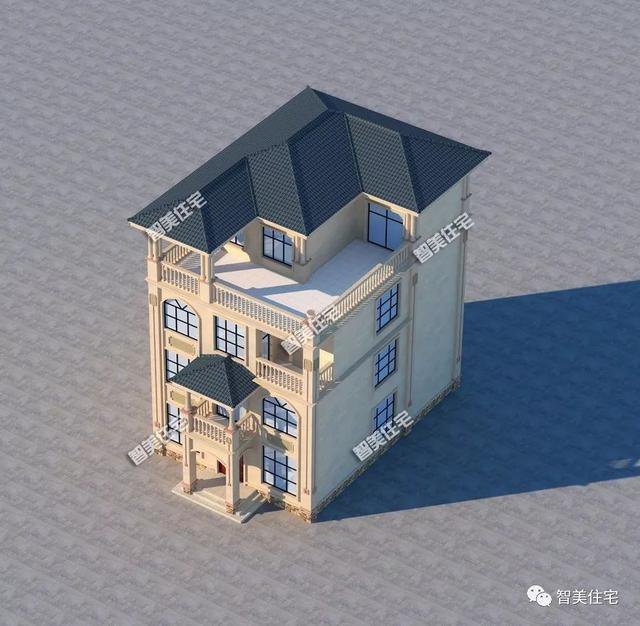 面寬8-9米的農(nóng)村四層自建樓房戶型方案圖，小宅基地首選