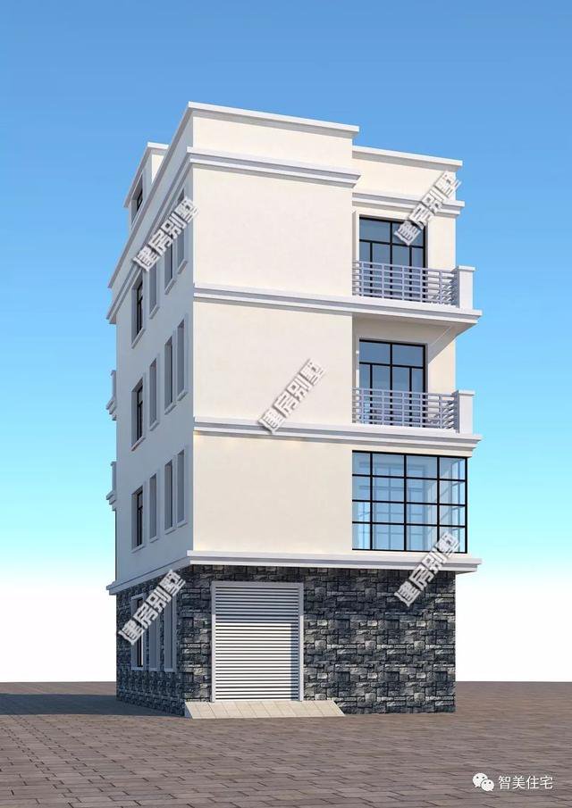 面寬8-9米的農(nóng)村四層自建樓房戶型方案圖，小宅基地首選