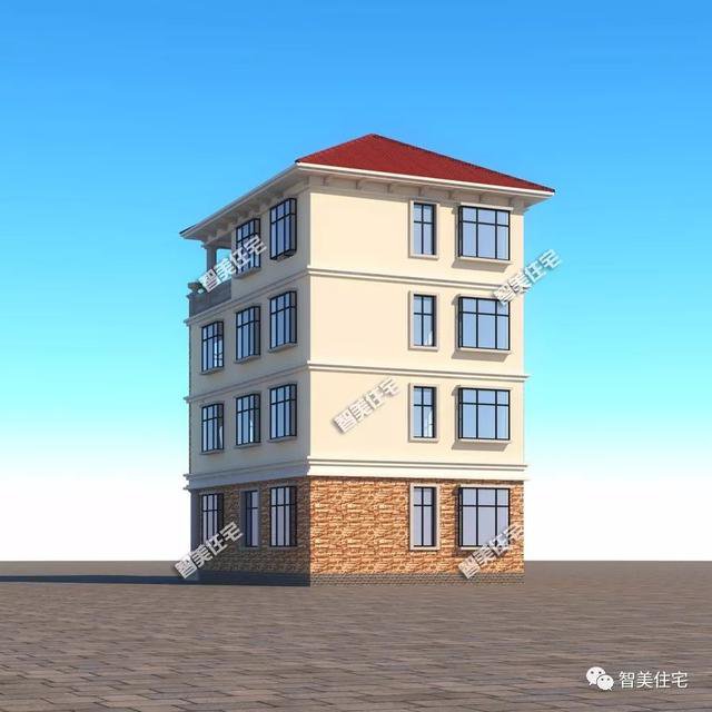 面寬8-9米的農(nóng)村四層自建樓房戶型方案圖，小宅基地首選