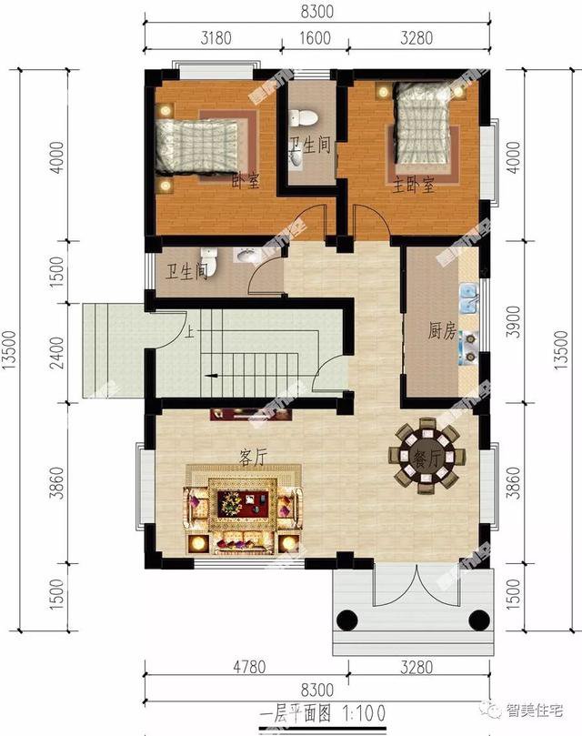 一棟三戶四層農(nóng)村自建房住宅設(shè)計方案圖，實用簡單
