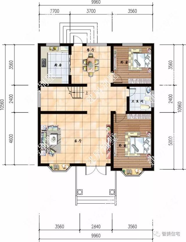 寬9米左右的兩棟自建房圖，一棟平屋頂設(shè)計(jì)，一棟坡屋頂
