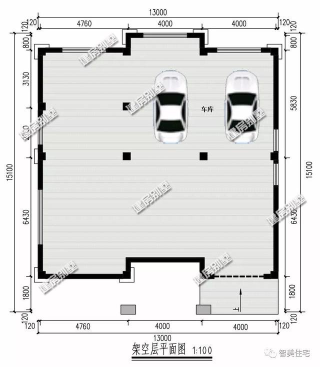 2棟帶架空層的自建房三層（四層）設(shè)計方案圖，看起來很高端