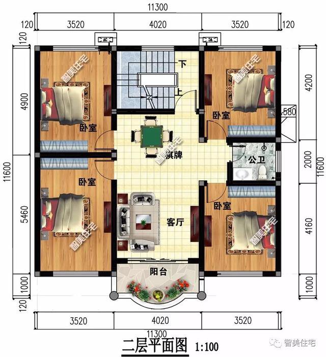 開間11-12米間的農村別墅設計圖，第二棟圖紙之家原創(chuàng)設計