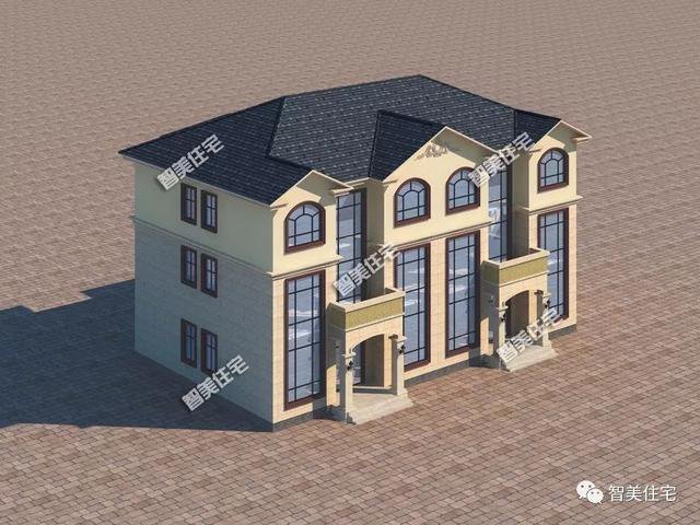 大廳共用的雙拼3層戶型別墅設(shè)計(jì)圖，兄弟倆一起住豪宅