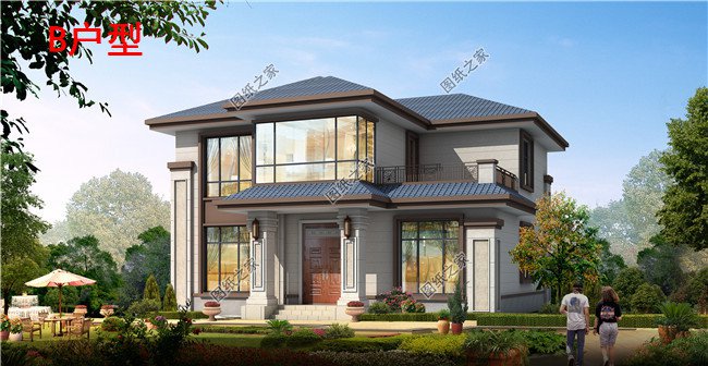 新中式新農村二層樓房設計圖紙及效果圖