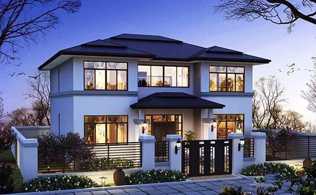 現(xiàn)代二層新農(nóng)村住宅復(fù)式設(shè)計(jì)方案圖，戶型簡單、實(shí)用