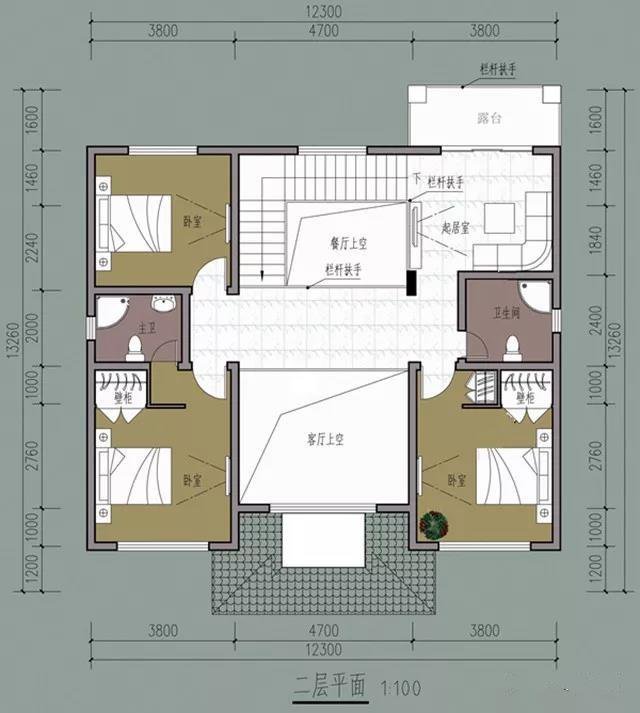 現(xiàn)代二層新農(nóng)村住宅復(fù)式設(shè)計(jì)方案圖，戶型簡單、實(shí)用