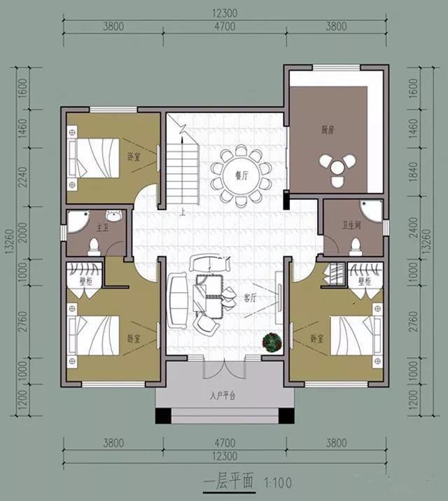 現(xiàn)代二層新農(nóng)村住宅復(fù)式設(shè)計(jì)方案圖，戶型簡單、實(shí)用
