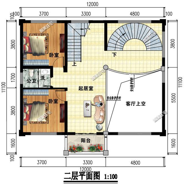 2棟復(fù)式歐式自建房方案戶(hù)型圖，開(kāi)間12米左右