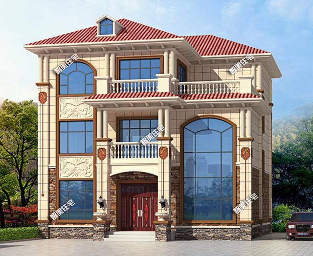 2棟復(fù)式歐式自建房方案戶(hù)型圖，開(kāi)間12米左右