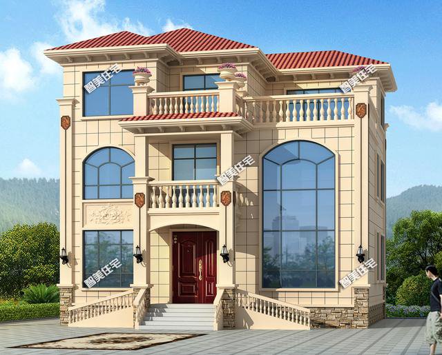 2棟復(fù)式歐式自建房方案戶(hù)型圖，開(kāi)間12米左右