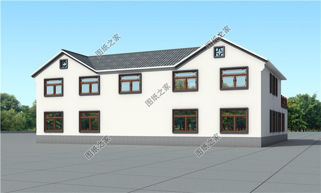 農(nóng)村中式二層四合院別墅設(shè)計圖含外觀效果圖