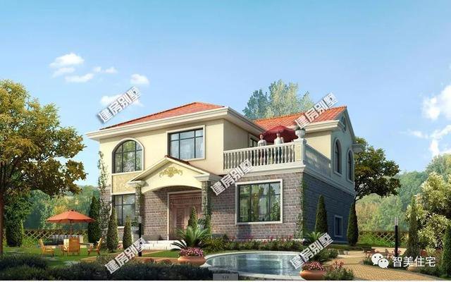 2層簡(jiǎn)歐小洋樓設(shè)計(jì)圖，1種外觀2種戶(hù)型方案選擇