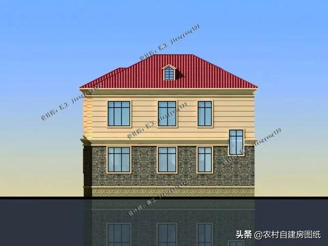 12×10.5m時尚二層農(nóng)村自建房設計圖紙，5室3廳4衛(wèi)