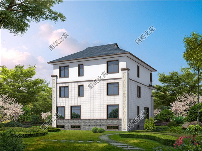 鄉(xiāng)村自建195平方米三層別墅設(shè)計CAD圖紙及效果圖